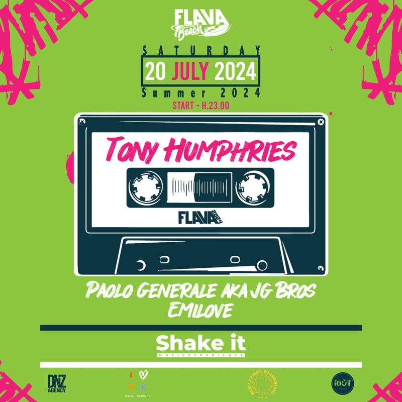 Sabato 20 Luglio Tony Humphries at Flava Beach